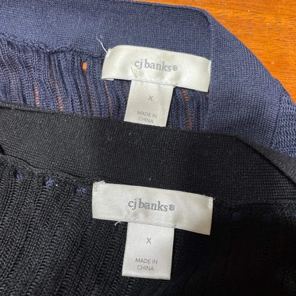 Women Size X 14W Bust 41 Two CJ Banks Open Front Cardigan Lightweight Knit - Bla - Picture 7 of 8